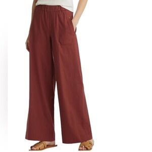 Wit & Wisdom Burnt Henna Wide Legged Cotton Trousers Front and Back Pockets